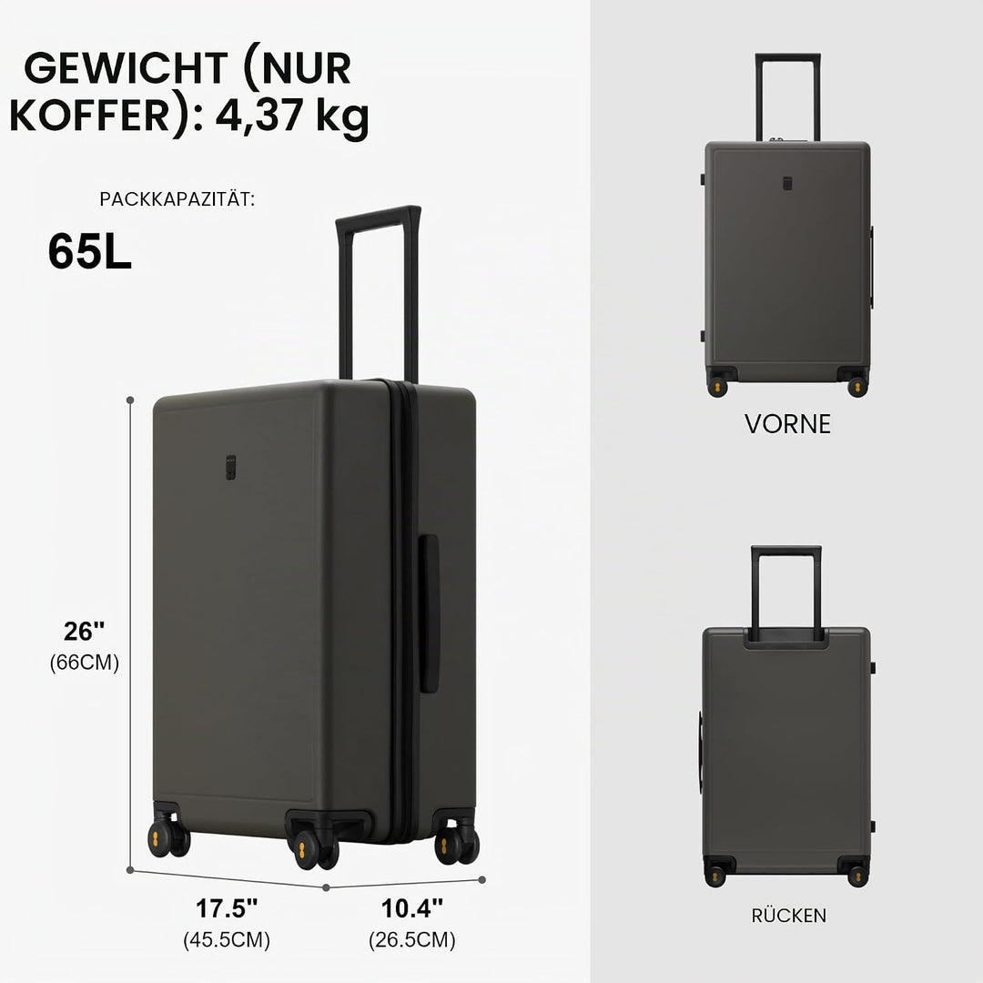 LEVEL8 Koffer Trolley Handgepäck mit Organizer Set 4-teilig, Leicht 100% PC TSA Zahlenschloss 8 Spin