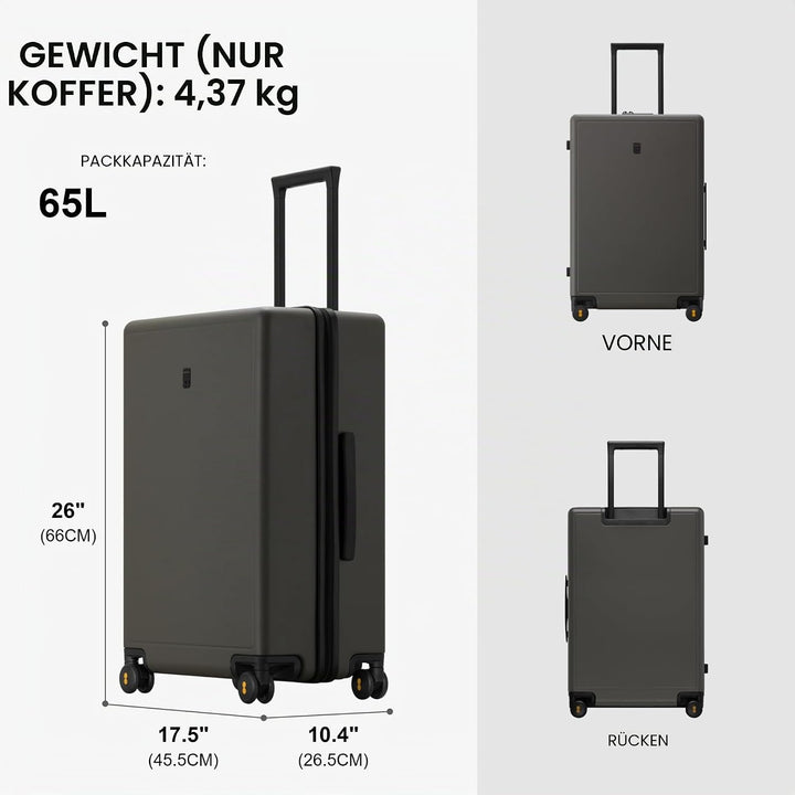 LEVEL8 Koffer Trolley Handgepäck mit Organizer Set 4-teilig, Leicht 100% PC TSA Zahlenschloss 8 Spin