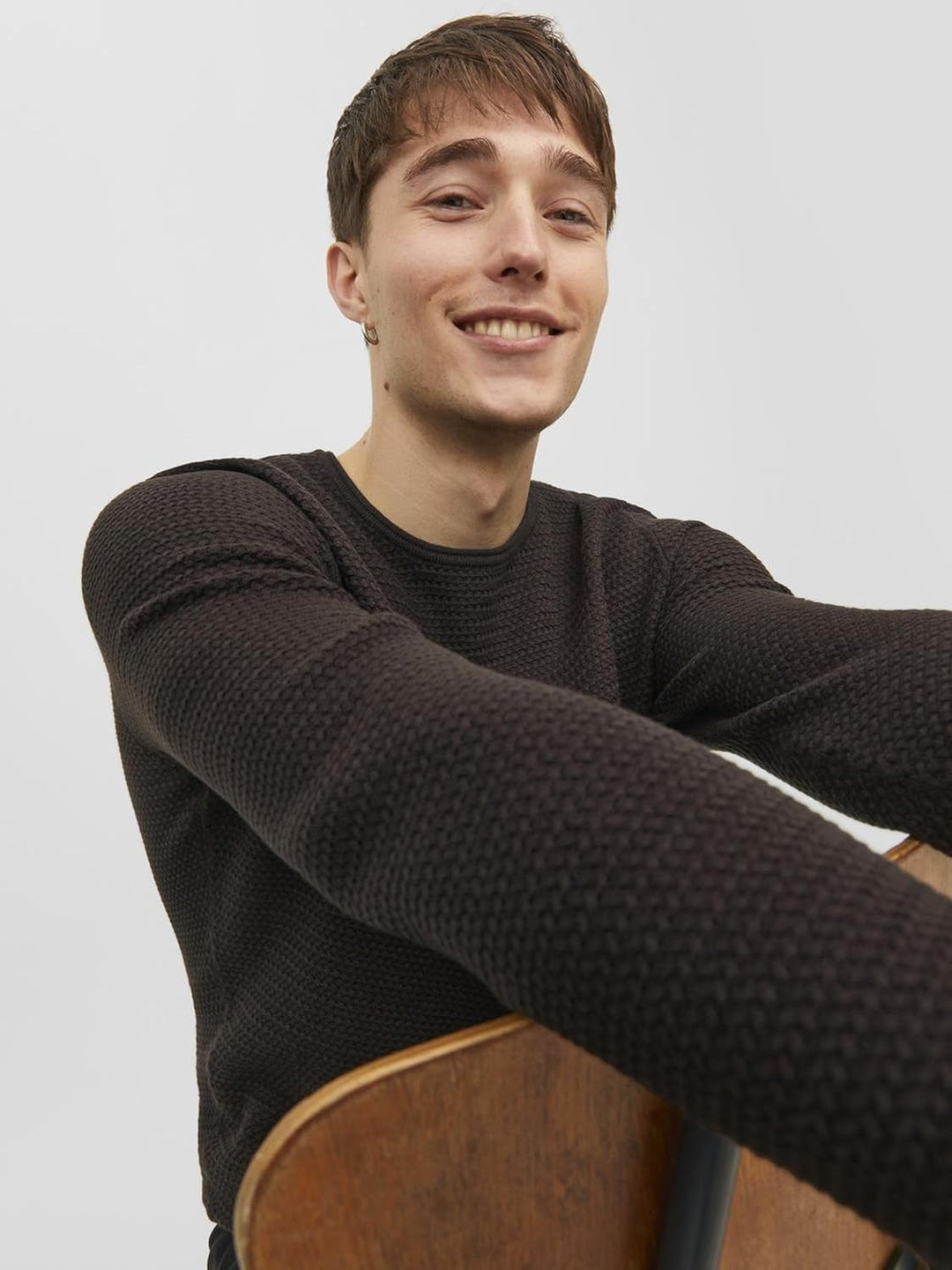 JACK & JONES Male Strickpullover Einfarbig Strickpullover M Chocolate Torte, M Chocolate Torte