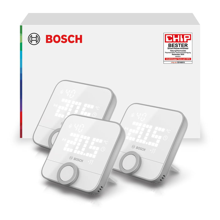Bosch Smart Home Raumthermostat II zur Steuerung Smarter Heizkörperthermostate, 3er Set Raumthermost