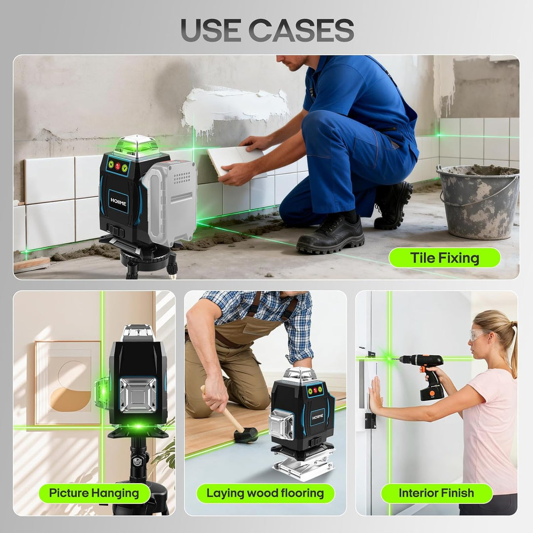Kreuzlinienlaser mit Stativ, Laser Wasserwaage mit LED-Anzeige, 4x360 Grad Laser Level, 4D 16 Linien