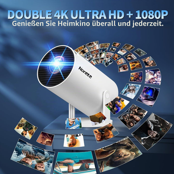 Vidéoprojecteur 1080P FHD Mini Projecteur Video 4K avec WiFi 6 BT5.2 Android TV, Portable Projecteur