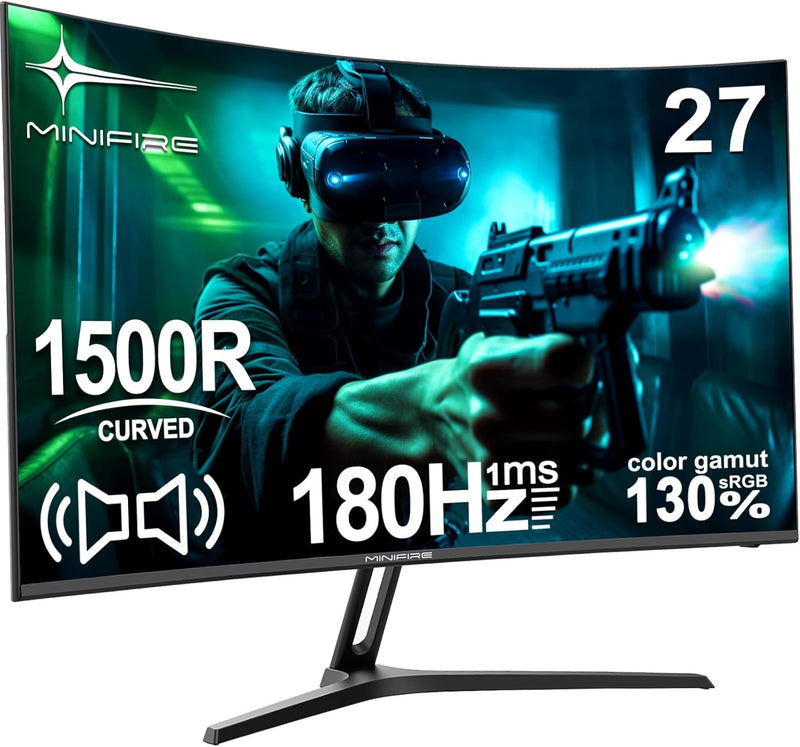 Minifire Gaming Curved Monitor 27 Zoll MFG27C1 180Hz 1Ms 130% sRGB Monitor mit Sprecher 1920 * 1080