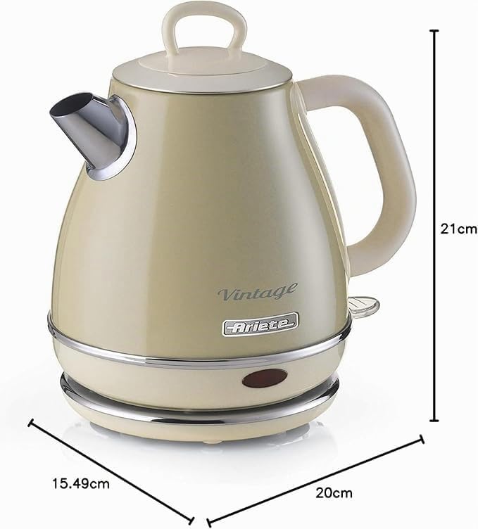 Ariete Vintage Wasserkocher 2868, Retro Elektrischer Wasserkocher mit Kabellosem 360°-Sockel, Abscha