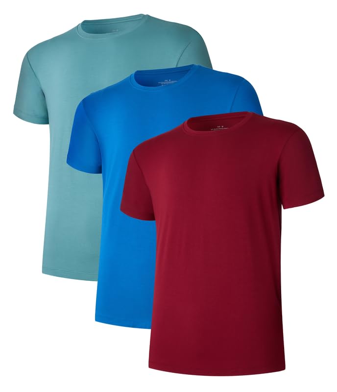 COLORFULLEAF 3/5er Pack Bambus Rundhals T-Shirt Herren Stretch Unterziehshirt Männer Einfarbig Busin