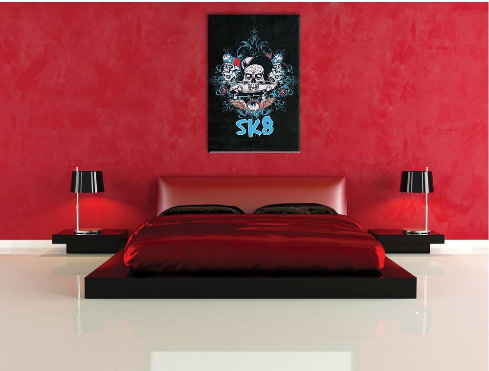 Dark Everything is sk8 black Bild auf Leinwand, XXL riesige Bilder fertig gerahmt mit Keilrahmen, Ku