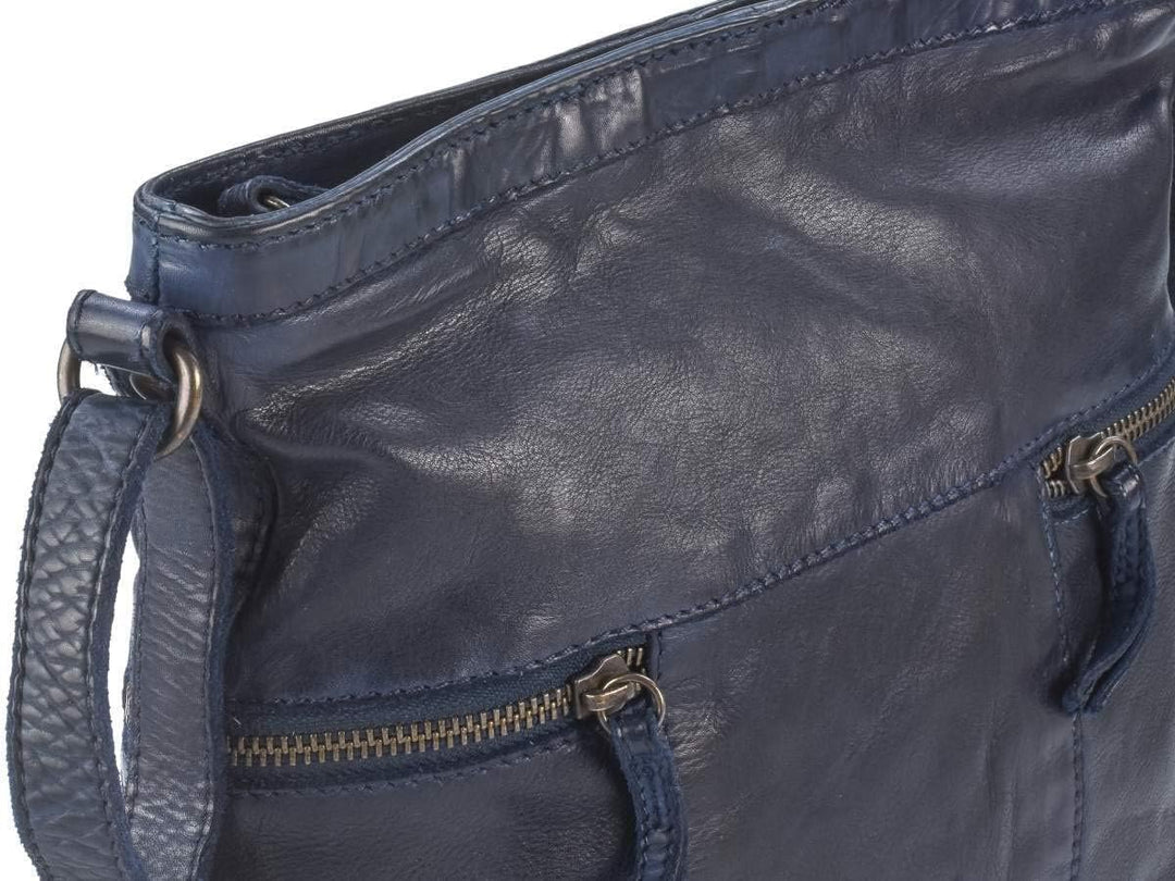 Bear Design Tasche Leder Schultertasche klein 26x25cm blau