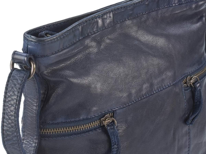 Bear Design Tasche Leder Schultertasche klein 26x25cm blau