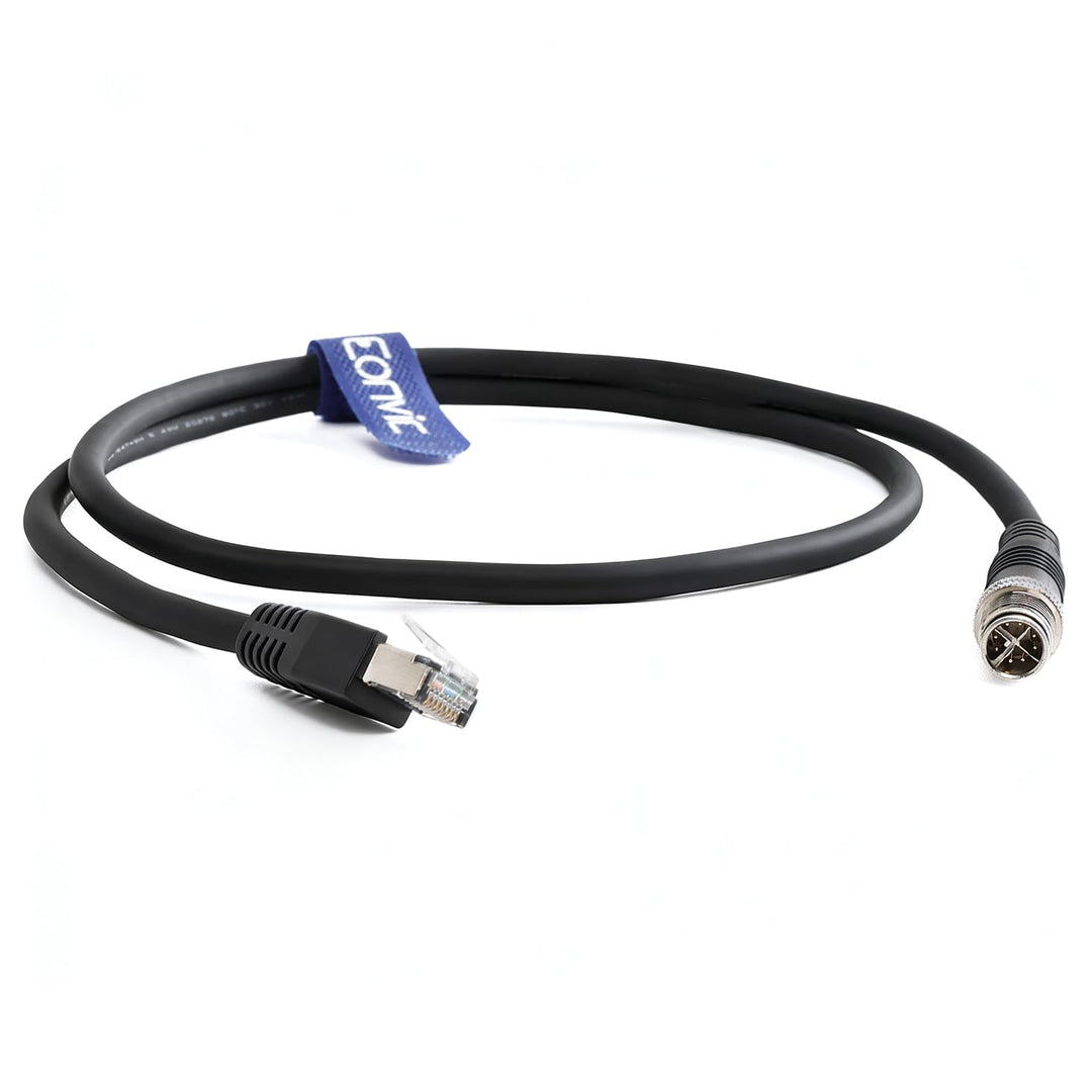Eonvic Cognex Industrial Ethernet M12 X-Typ auf RJ45 High-Flex-Kabel (1 m, schwarz) Black 1M, Black