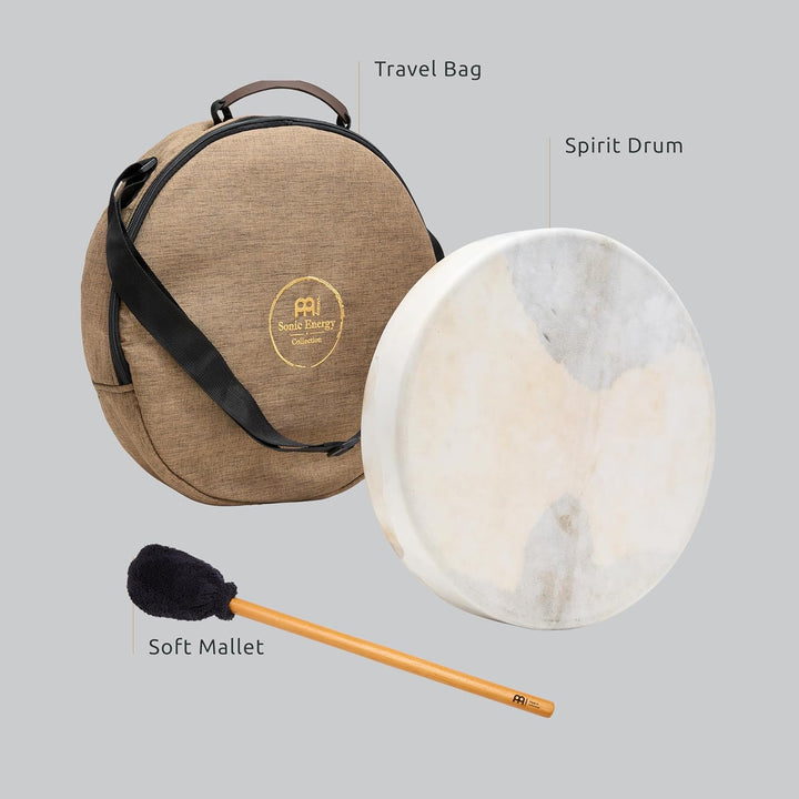 Sonic Energy Schamanische Spirit Drum – 39 cm – Ziegenfell – Chakra Steine – Für Meditation, Klangre