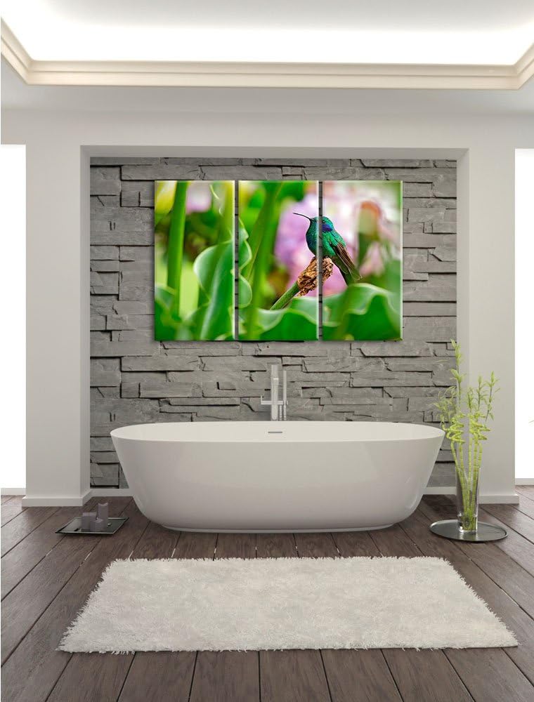 Pixxprint Kolibri in seinem Lebensraum als Leinwandbild/Grösse: 3 Teilig (120x80) / Wandbild/Kunstdr