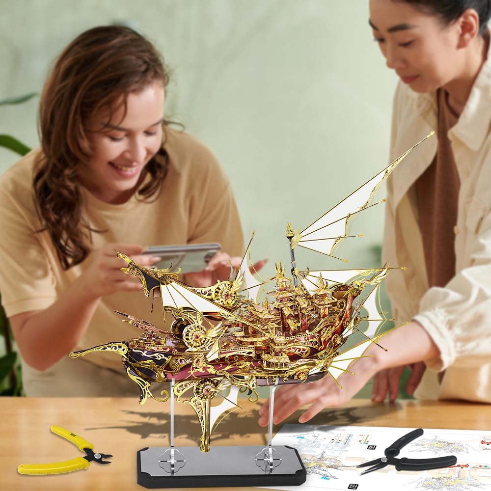 Piececool 3D Puzzle Metall Piratenschiff Drachenboot, 3D Metall Puzzle Segelboot Schiffsset, Modell