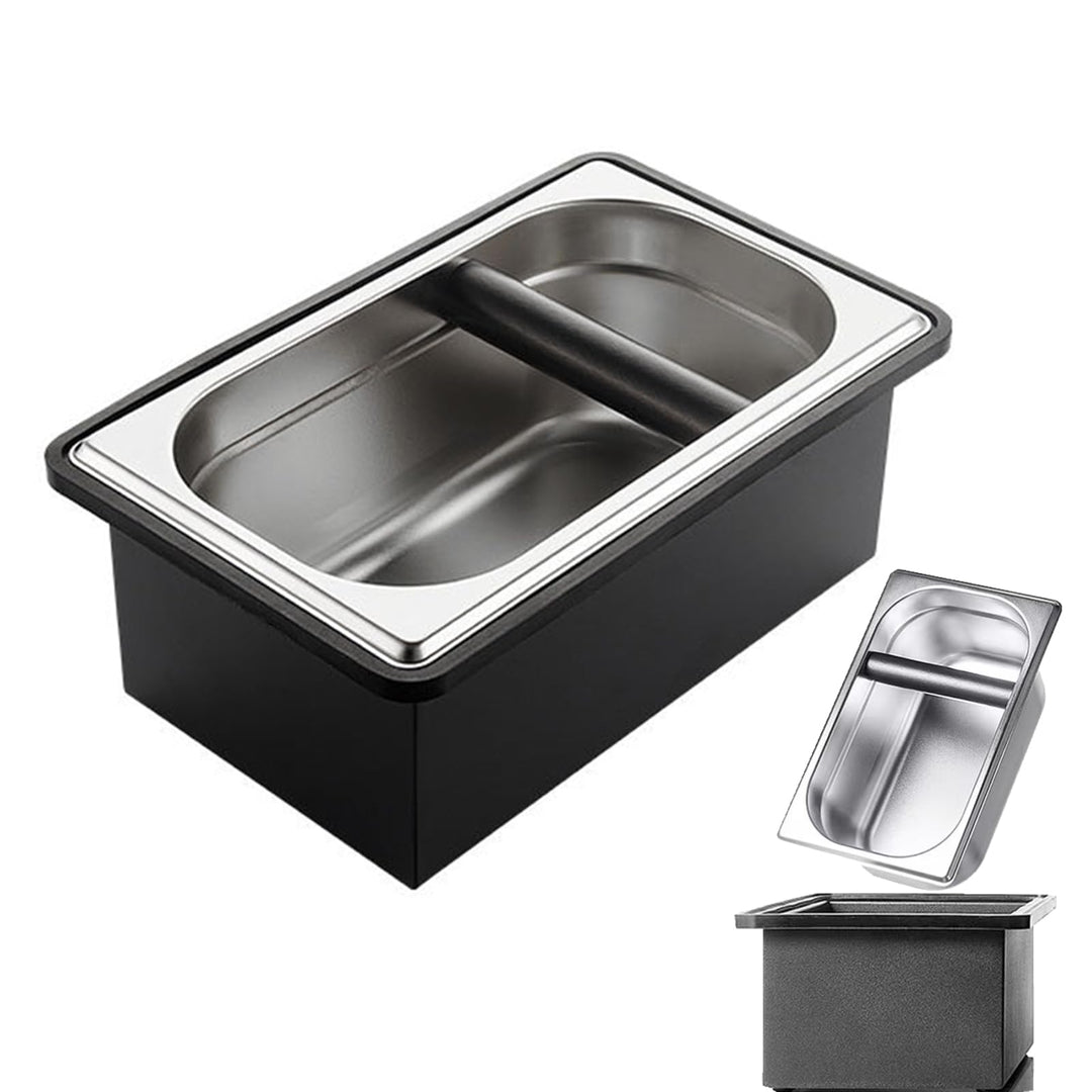 Abklopfbehälter, Abschlagbehälter, Espresso-Klopfbox, Edelstahl-Kaffee-Klopfbox, mit geräuschreduzie
