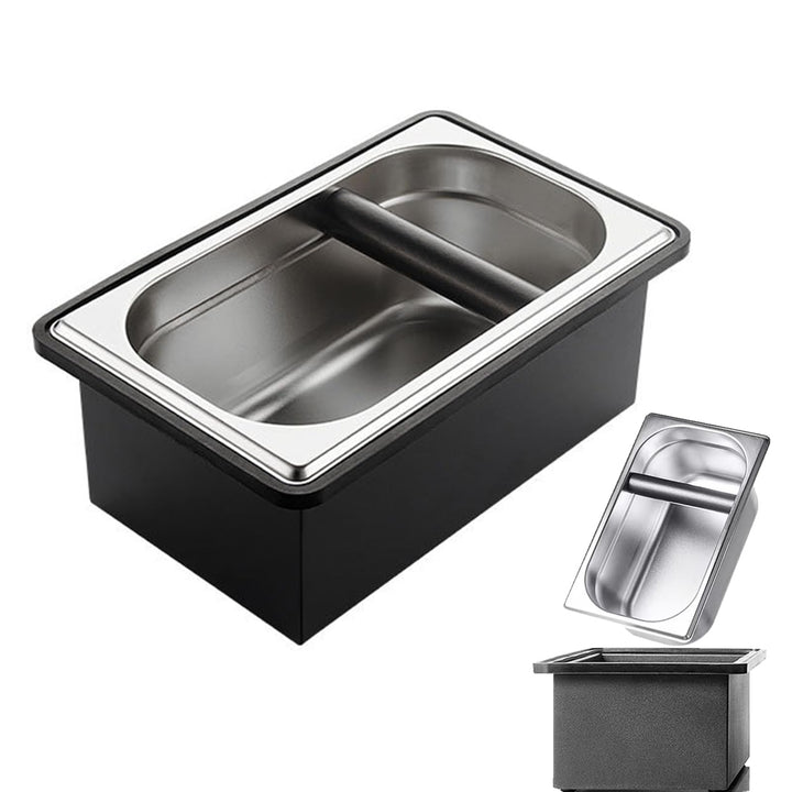 Abklopfbehälter, Abschlagbehälter, Espresso-Klopfbox, Edelstahl-Kaffee-Klopfbox, mit geräuschreduzie