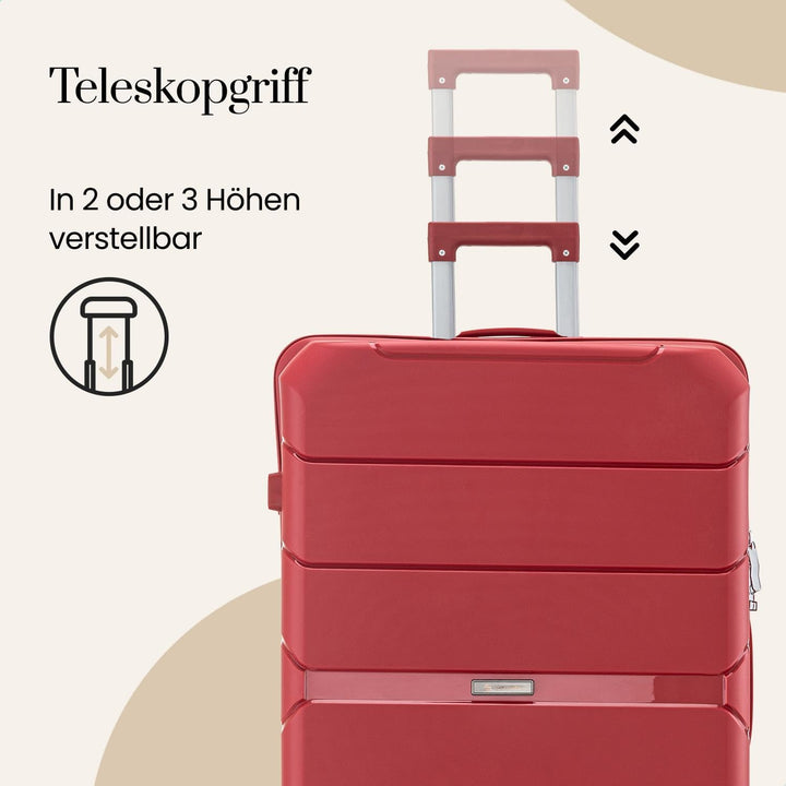 Urban Adventurer Kofferset 3-teilig 232L – Rot – Hartschalenkoffer mit Zahlenschloss & 4 Rollen Rot