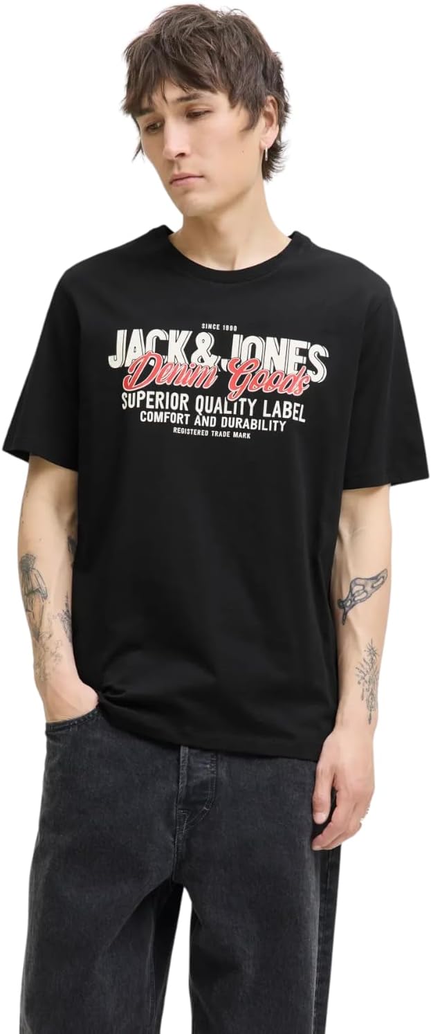 JACK & JONES Herren 5er-Set T-Shirts in verschiedenen Styles, Prints und Farben aus Baumwolle S Regu