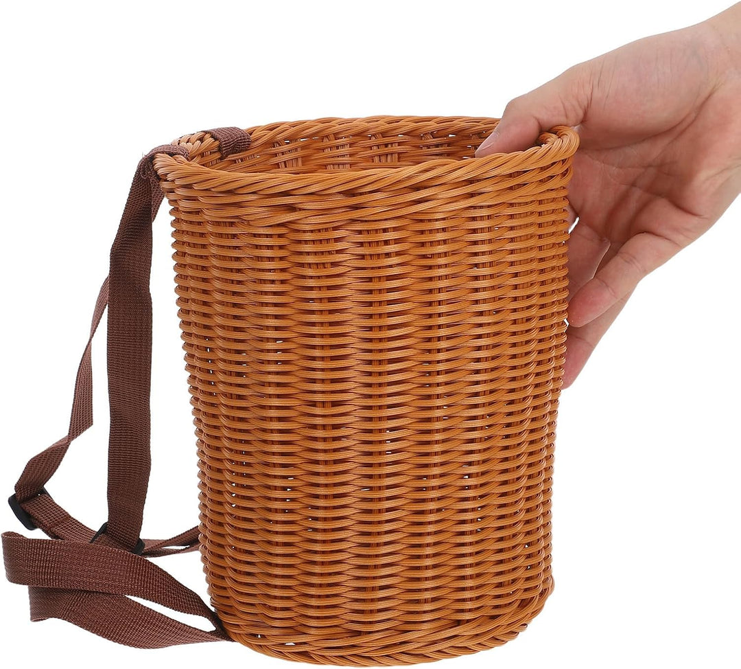 VICASKY Handgefertigter Outdoor Rucksack aus Pp mit Schultergurt Praktischer Geflochtener Picknickko