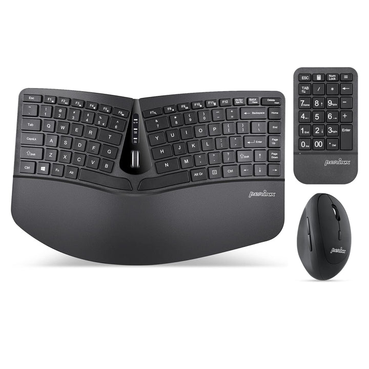 Perixx PERIDUO-606A, 3-in-1 Wireless Compact Ergonomic Keyboard mit vertikaler Maus und numerischem