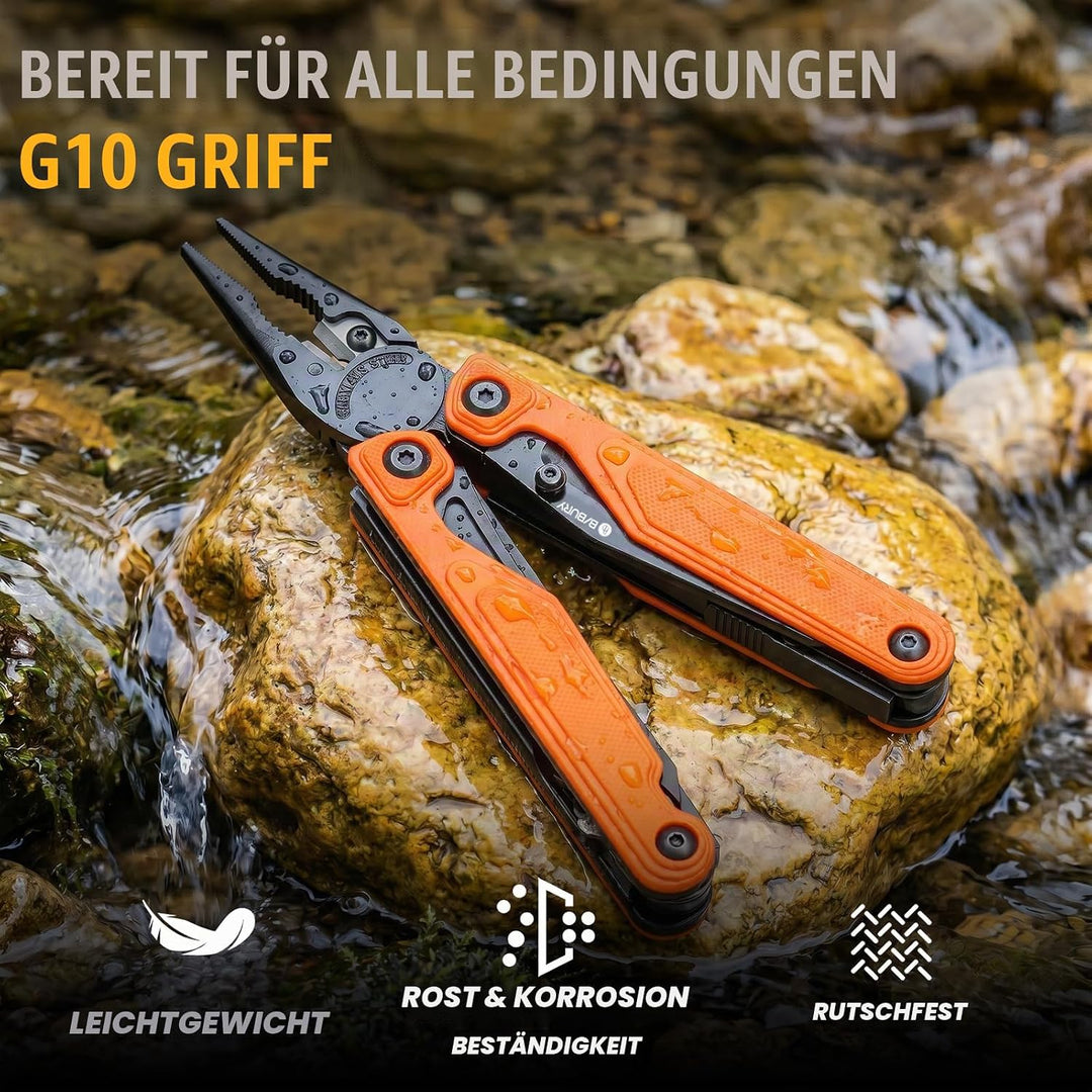 BIBURY 25-in-1 Multitool Multifunktionszange, YG12 Hartmetall-Schneide, G10-Griff, 3Cr13 Edelstahl,