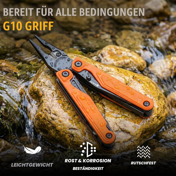 BIBURY 25-in-1 Multitool Multifunktionszange, YG12 Hartmetall-Schneide, G10-Griff, 3Cr13 Edelstahl,