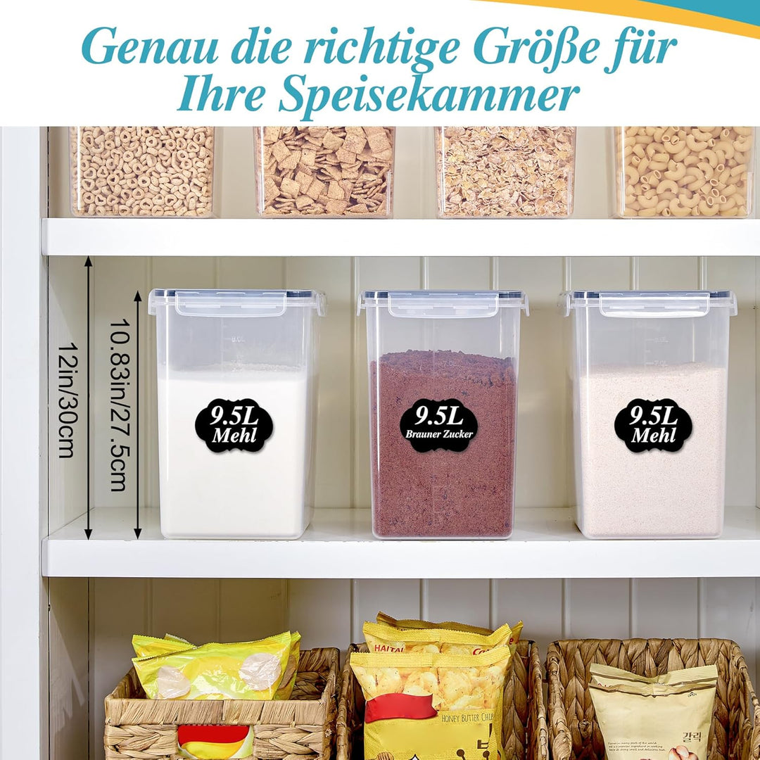 Vtopmart 2er Set Mehl Aufbewahrung 9.5L, Gross Vorratsdosen mit Deckel Luftdicht, BPA Frei, Aufbewah