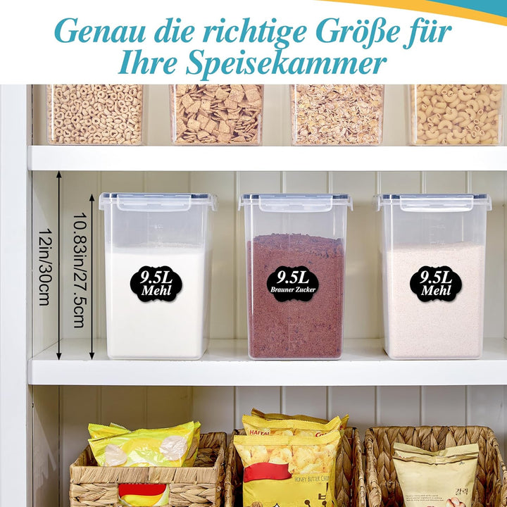 Vtopmart 2er Set Mehl Aufbewahrung 9.5L, Gross Vorratsdosen mit Deckel Luftdicht, BPA Frei, Aufbewah