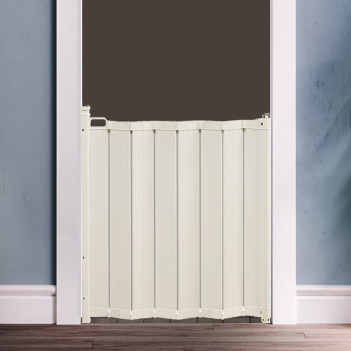 Safetots Automatisches Faltbares Einziehbares Babygitter, 55cm - 113.5cm, Schwarz, Faltbares Treppen