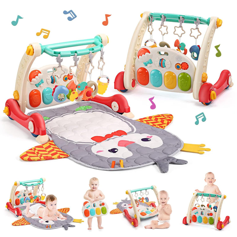 CUTE STONE Spiel-Fitnessstudio für Babys, Klavier, Trittbrett, Lernmatte für Babys, Musikaktivitäten