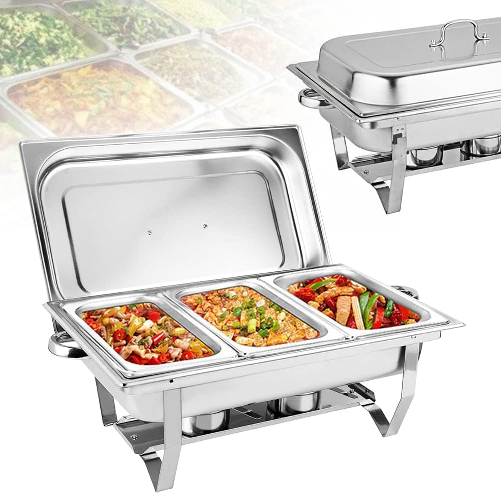 Warmhaltebehälter Essen,Edelstahl Chafing Dish,Speisenwärmer Edelstahl Chafing Dish + Deckel für Cat