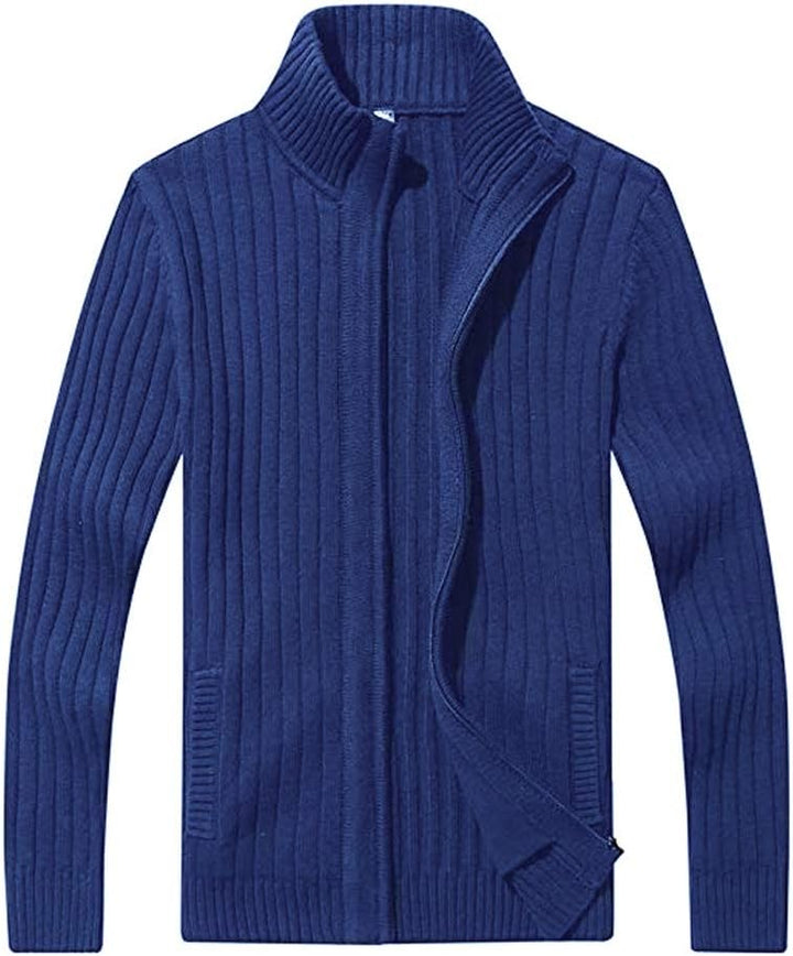 AOLI RAY Herren Strickjacke mit Reissverschluss Cardigan Stehkragen Pullover Feinstrike Sweaters mit