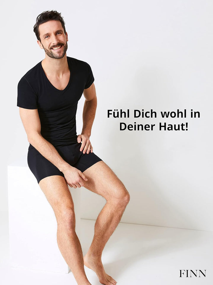FINN Anti-Schweiss Shirt Herren mit V-Ausschnitt und integrierten Achselpads gegen Starkes Schwitzen