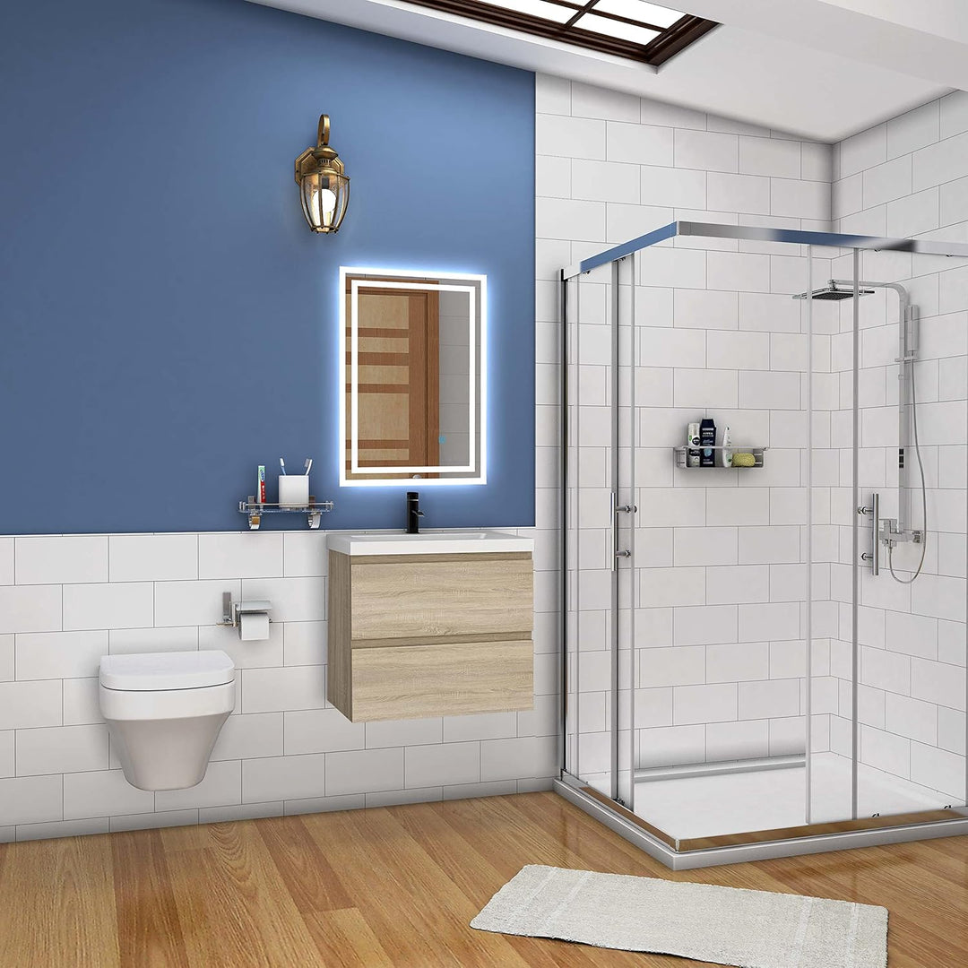 Aica Sanitär Waschtisch mit Unterschrank 60 cm Badmöbel Set mit Waschbecken Mineralguss Gäste WC Eic