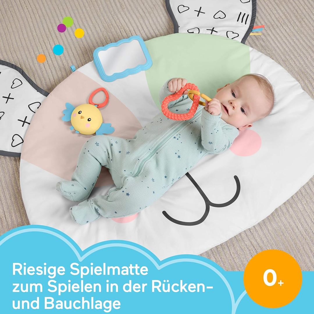 Fisher-Price Baby-Spielzeug Hündchen-Spielmatte, ca. 91 x 107 cm, sensorische Entwicklung für Neugeb