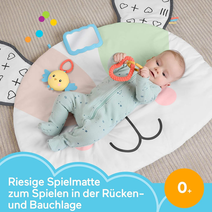 Fisher-Price Baby-Spielzeug Hündchen-Spielmatte, ca. 91 x 107 cm, sensorische Entwicklung für Neugeb