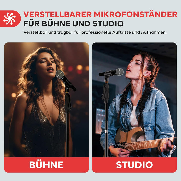 Pyle Universeller Mikrofonständer – M-6 Mikrofonhalter und Höhenverstellbar von 27,5” bis 57,5” Zoll