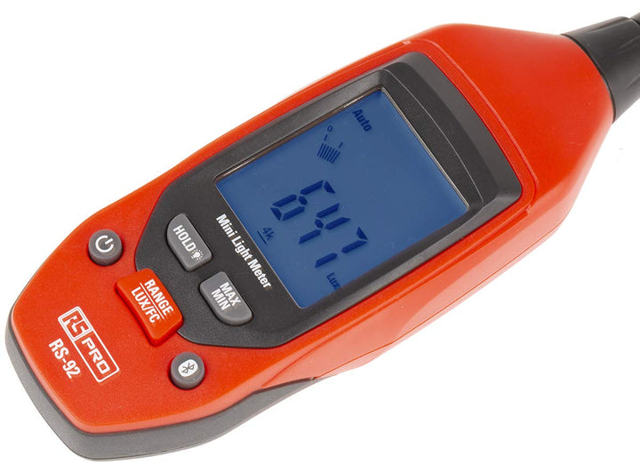 RS PRO RS-92 Luxmeter mit Silizium-Fotodiode, bis 40000lx, 0,1 lx, ±5%