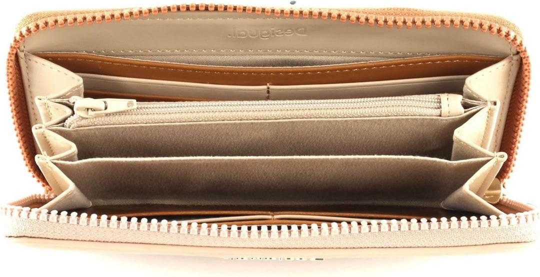 Desigual Damen Mone_rhapsody Zip Around Geldbörse, Braun-Beige, 2x9.5x19 cm