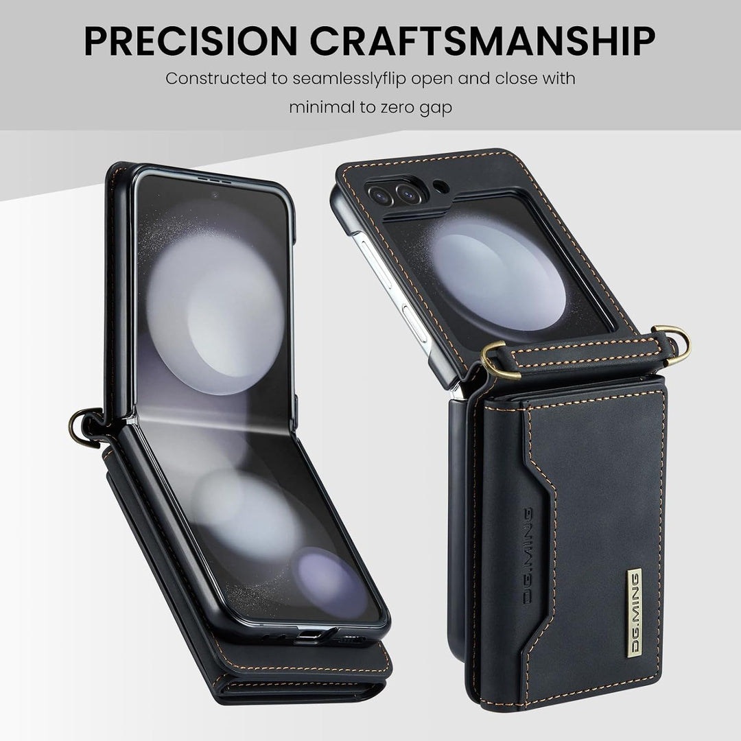 UDBKKDX Brieftasche Handyhülle für Samsung Galaxy Z Flip 5, hülle Mattes Leder mit Ständer Kameralin