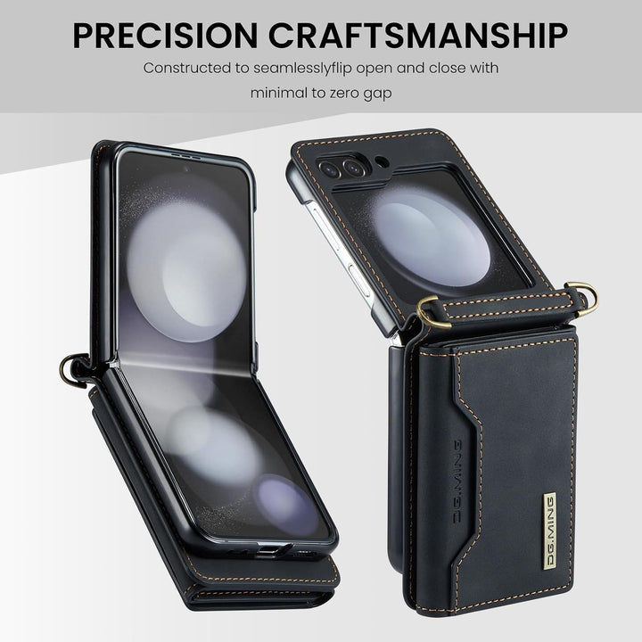 UDBKKDX Brieftasche Handyhülle für Samsung Galaxy Z Flip 5, hülle Mattes Leder mit Ständer Kameralin