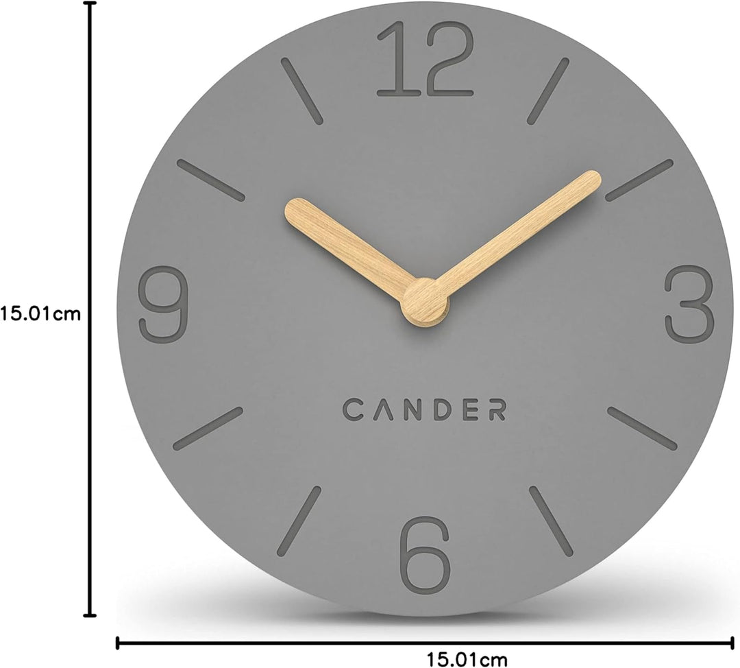 Cander Berlin MNU 2615 H Graue Tischuhr batteriebetrieben ohne Tickgeräusche Vintage analog modern H