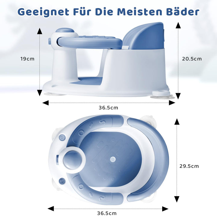 Baby Badesitz - Badewannensitz ab 6 bis 24 monate - Badewannen mit 4-starken Saugnäpfen und 360° Run