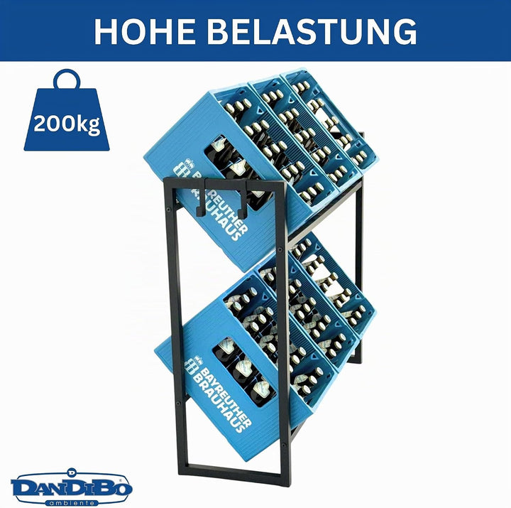 DanDiBo Getränkekistenregal 6 Kisten mit Gitter Haken Metall 96598 Getränkeregal 100 cm Kistenregal