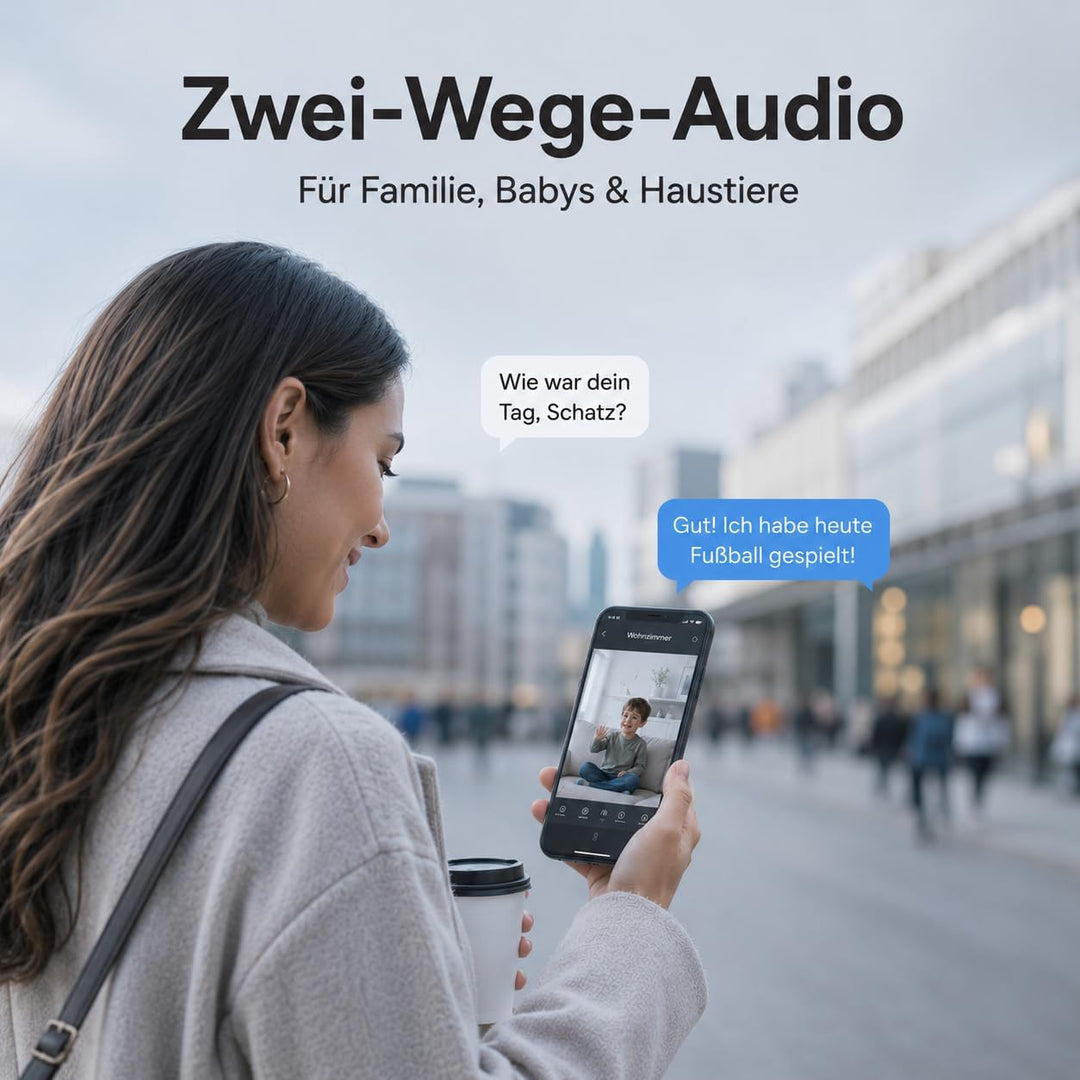 5G WLAN Überwachungskamera Innen, 3MP UHD Kamera Überwachung Innen, 355° Drehbar Hundekamera Schwenk