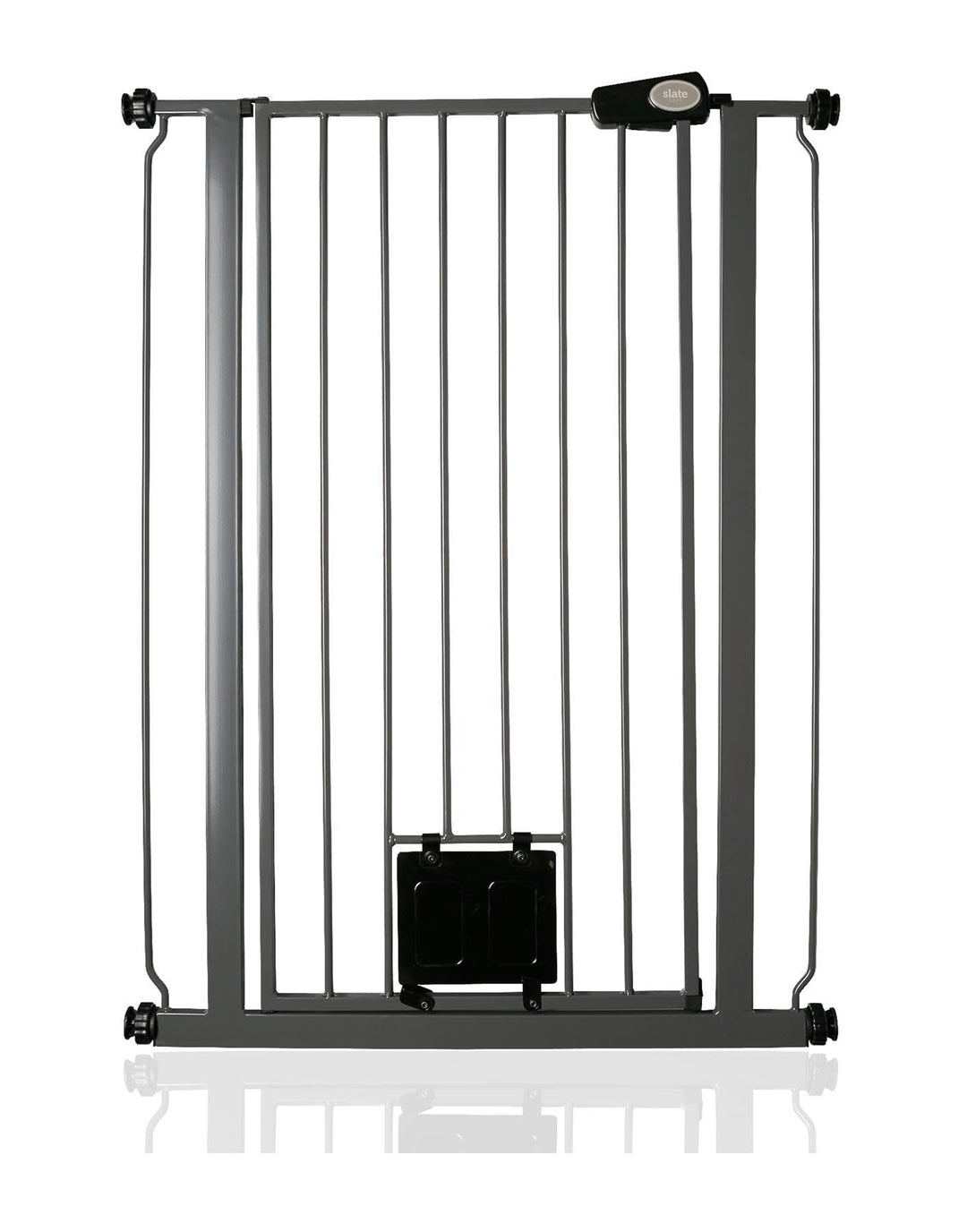Bettacare Haustiergitter mit verriegelbarer Katzenklappe, 68.5cm - 75cm, Schiefergrau, 104cm in der