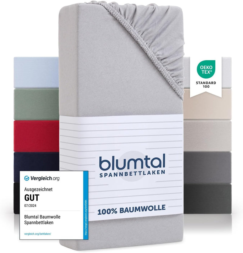 Blumtal® Spannbettlaken 160x200cm Basics Jersey im 2er Set - Bettbezug 160x200cm aus 100% Baumwolle