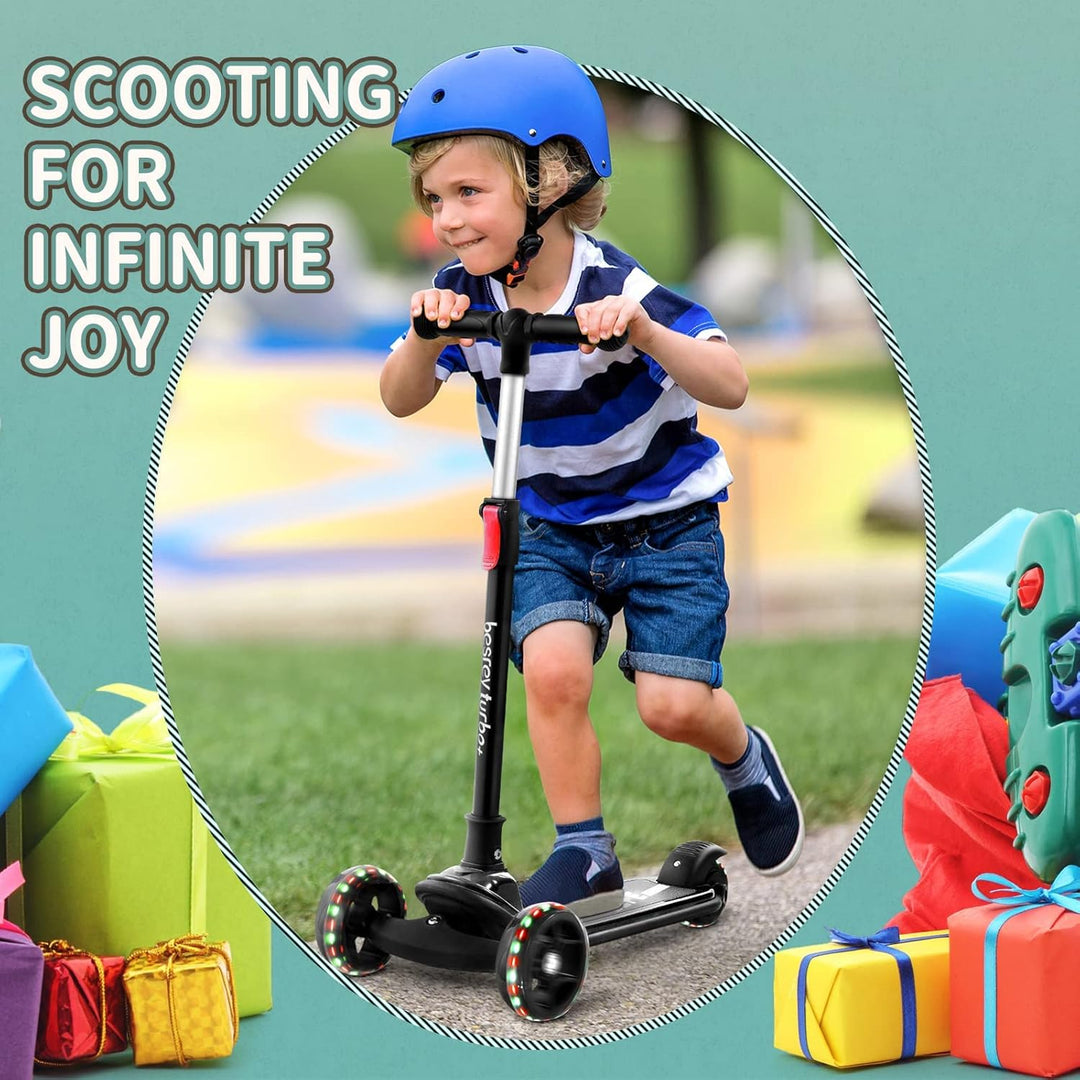besrey Kinder-Scooter – Big Wheels Faltbarer Tretroller mit blinkenden LED-Lichtern für Jungen und M