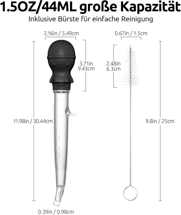 109℃ Hitzebeständige Grosse Abgewinkelte Bratenspritze: U-Taste Tritan Putenfleisch-Fettpipette mit
