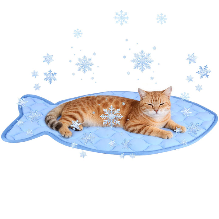 SZEE Fischformen Kühlmatte für Katzen/Kleine Hunde, Einzigartig Selbst Kühlenden Katzenmatte im Somm