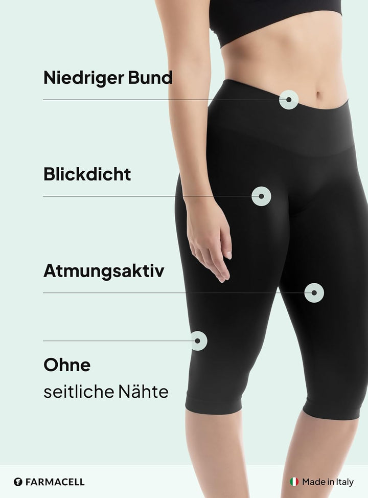 FarmaCell Bodyshaper 604Y - INNGERGY FIR Effekt Anti-Cellulitis Schlankheits Capri Shorts S Schwarz,
