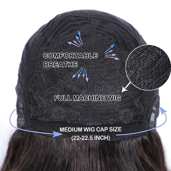 X-Tress Perücke Schwarz with Fringe 50cm Natural Color Perücke Real Human Hair for Dame Shoulder Len